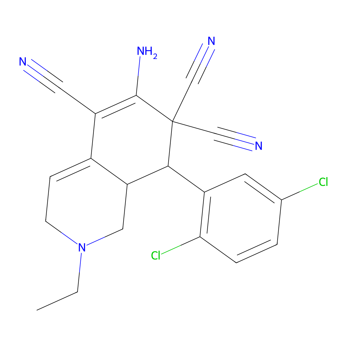 6-amino-8-(2,5-dichlorophenyl)-2-ethyl-2,3,8,8a-tetrahydro-5,7,7(1H)-isoquinolinetricarbonitrile molecular structure, CAS 494792-00-6