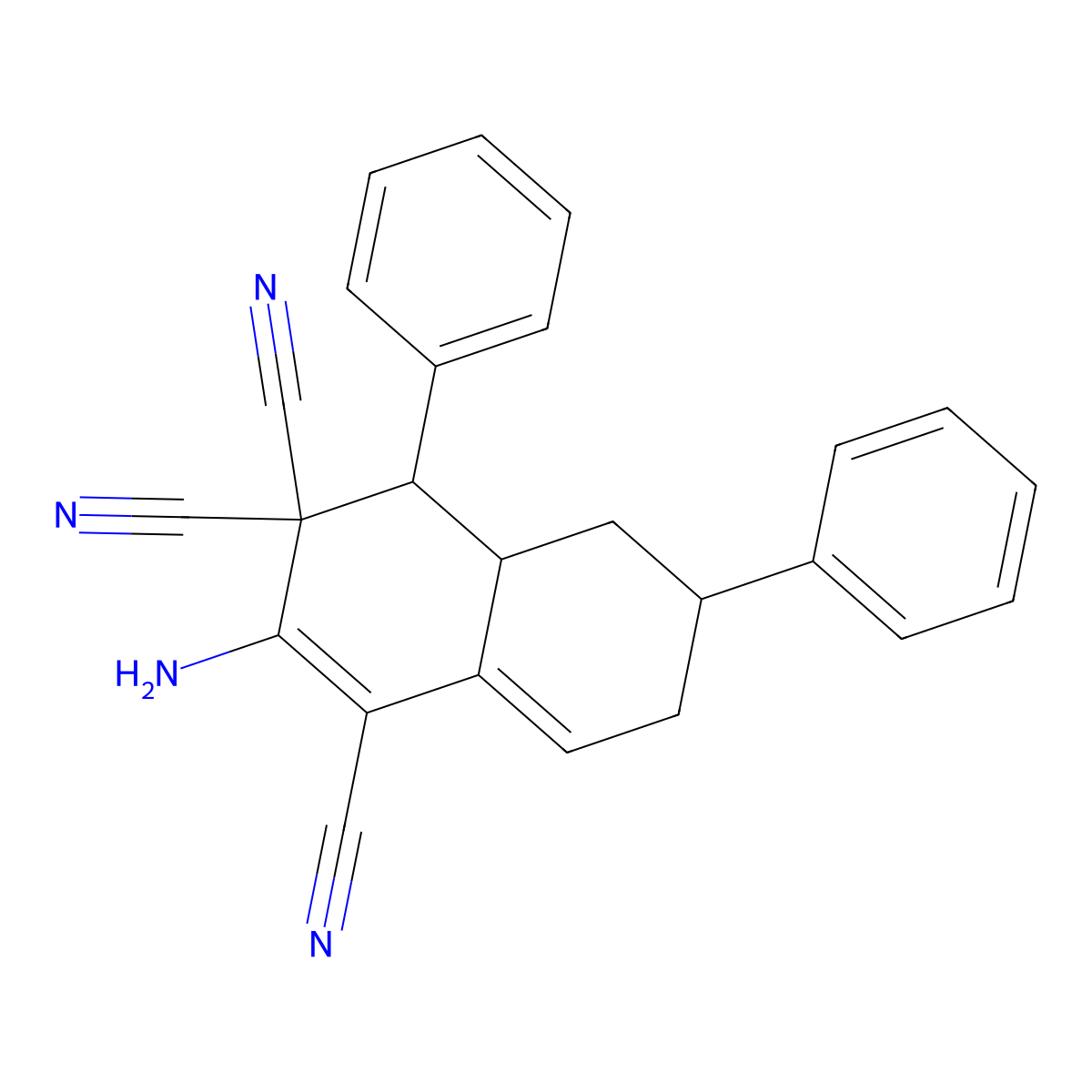 2-amino-4,6-diphenyl-4a,5,6,7-tetrahydro-1,3,3(4H)-naphthalenetricarbonitrile molecular structure, CAS 494792-01-7
