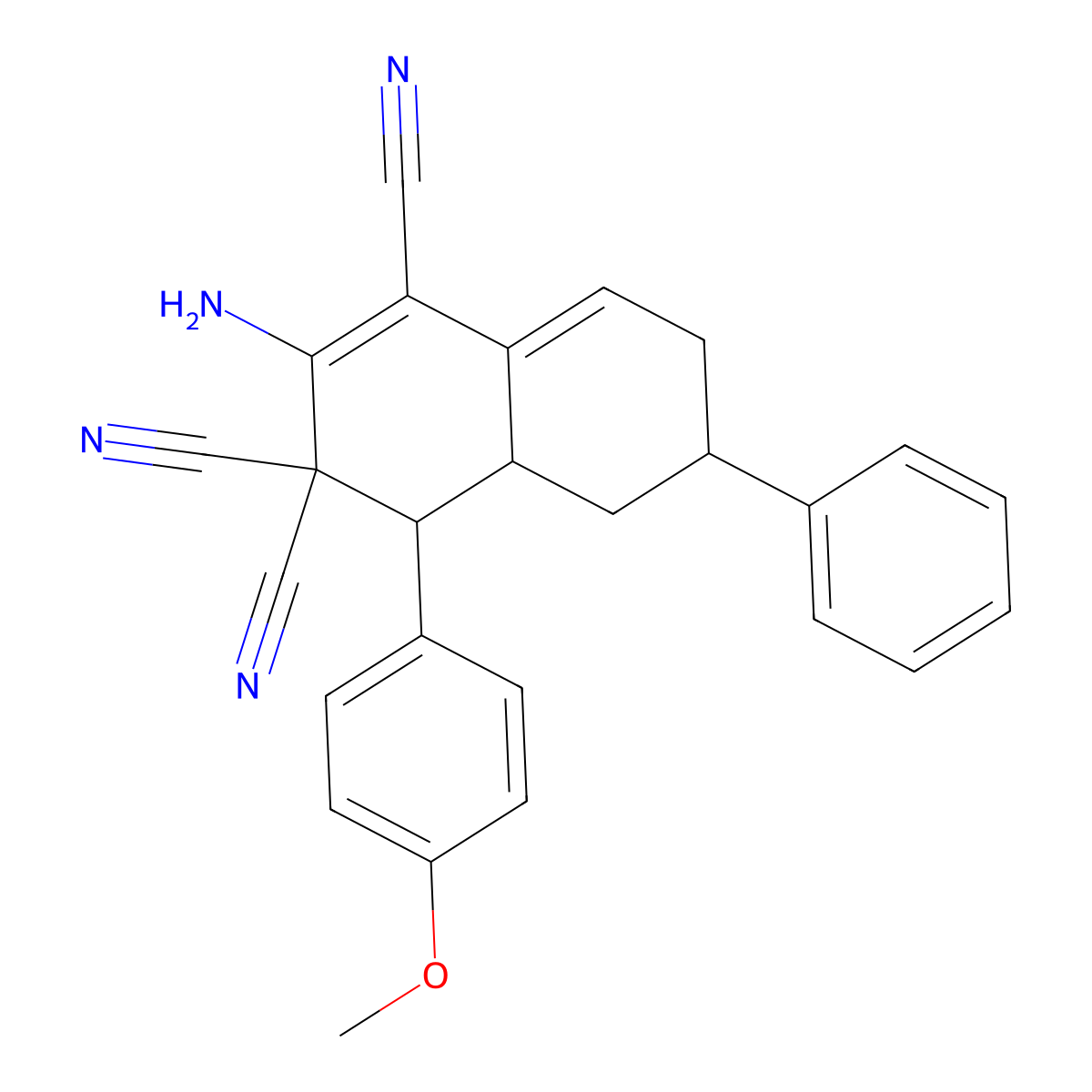 2-amino-4-(4-methoxyphenyl)-6-phenyl-4a,5,6,7-tetrahydro-1,3,3(4H)-naphthalenetricarbonitrile molecular structure, CAS 494792-02-8