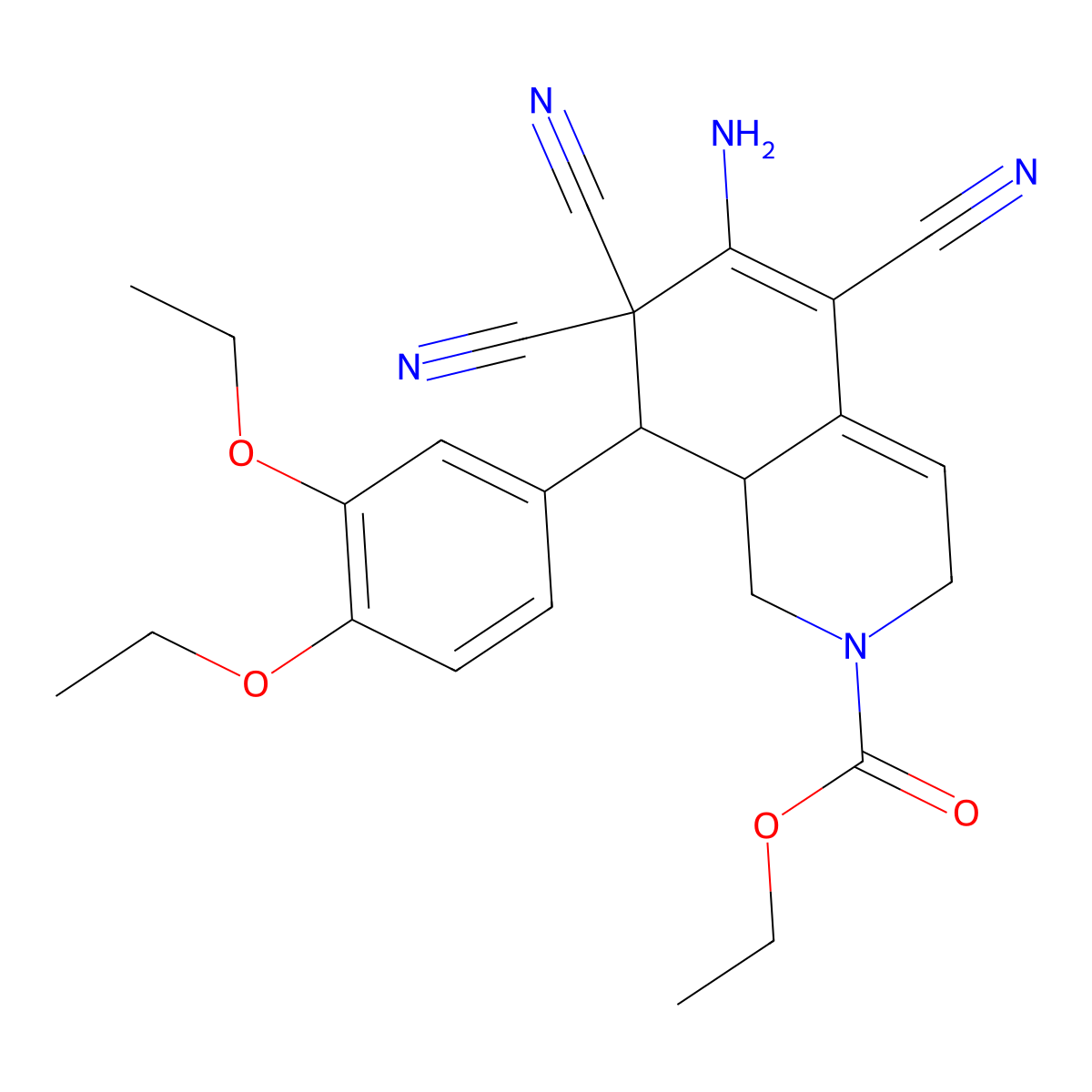 ethyl 6-amino-5,7,7-tricyano-8-(3,4-diethoxyphenyl)-3,7,8,8a-tetrahydro-2(1H)-isoquinolinecarboxylate molecular structure, CAS 494792-03-9