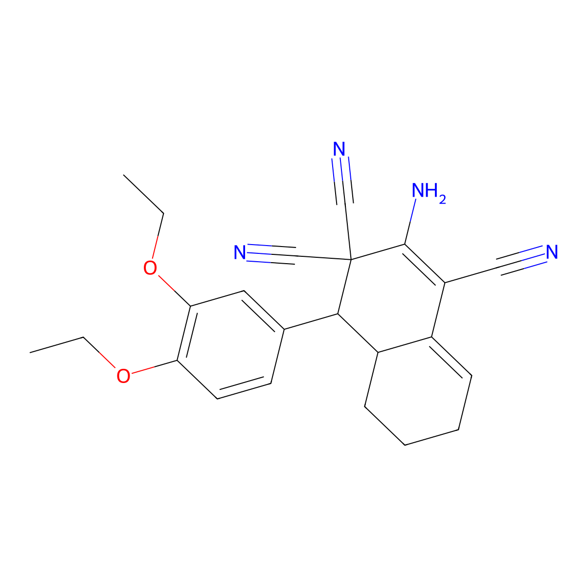2-amino-4-(3,4-diethoxyphenyl)-4a,5,6,7-tetrahydro-1,3,3(4H)-naphthalenetricarbonitrile molecular structure, CAS 494792-05-1
