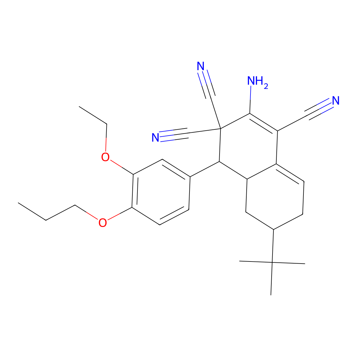 2-amino-6-tert-butyl-4-(3-ethoxy-4-propoxyphenyl)-4a,5,6,7-tetrahydro-1,3,3(4H)-naphthalenetricarbonitrile molecular structure, CAS 494792-06-2