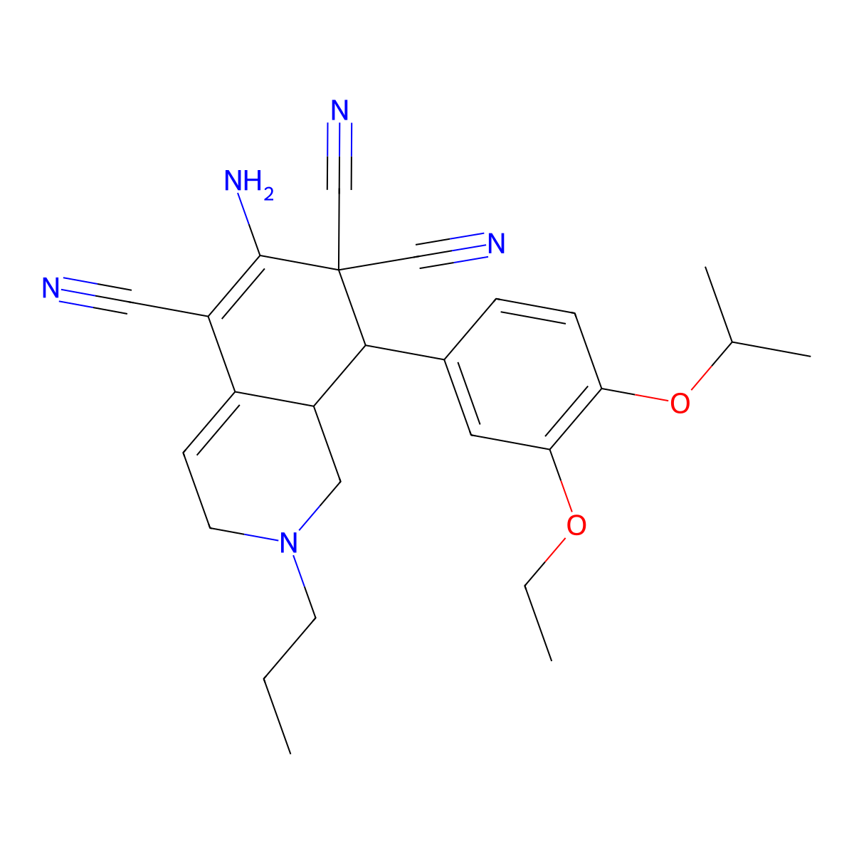 (8S,8aR)-6-amino-8-(3-ethoxy-4-propan-2-yloxyphenyl)-2-propyl-1,3,8,8a-tetrahydroisoquinoline-5,7,7-tricarbonitrile molecular structure, CAS 494792-10-8