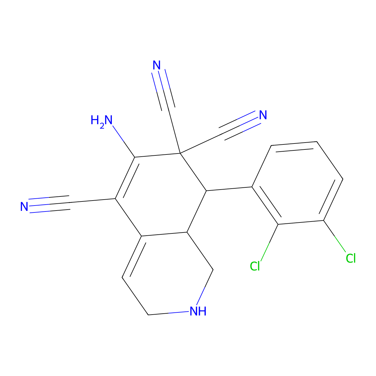 6-amino-8-(2,3-dichlorophenyl)-2,3,8,8a-tetrahydro-5,7,7(1H)-isoquinolinetricarbonitrile molecular structure, CAS 494792-12-0