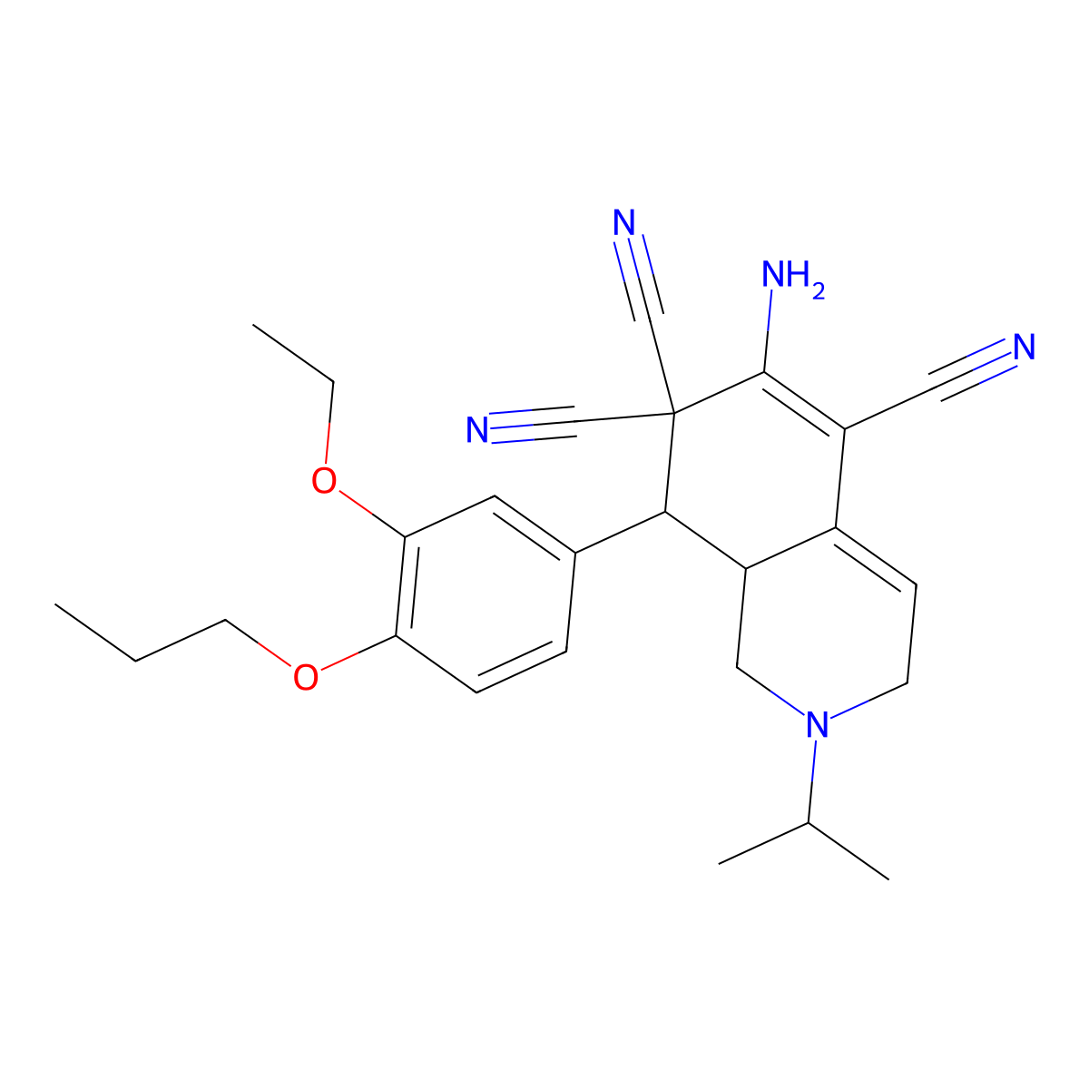 6-amino-8-(3-ethoxy-4-propoxyphenyl)-2-isopropyl-2,3,8,8a-tetrahydro-5,7,7(1H)-isoquinolinetricarbonitrile molecular structure, CAS 494792-13-1