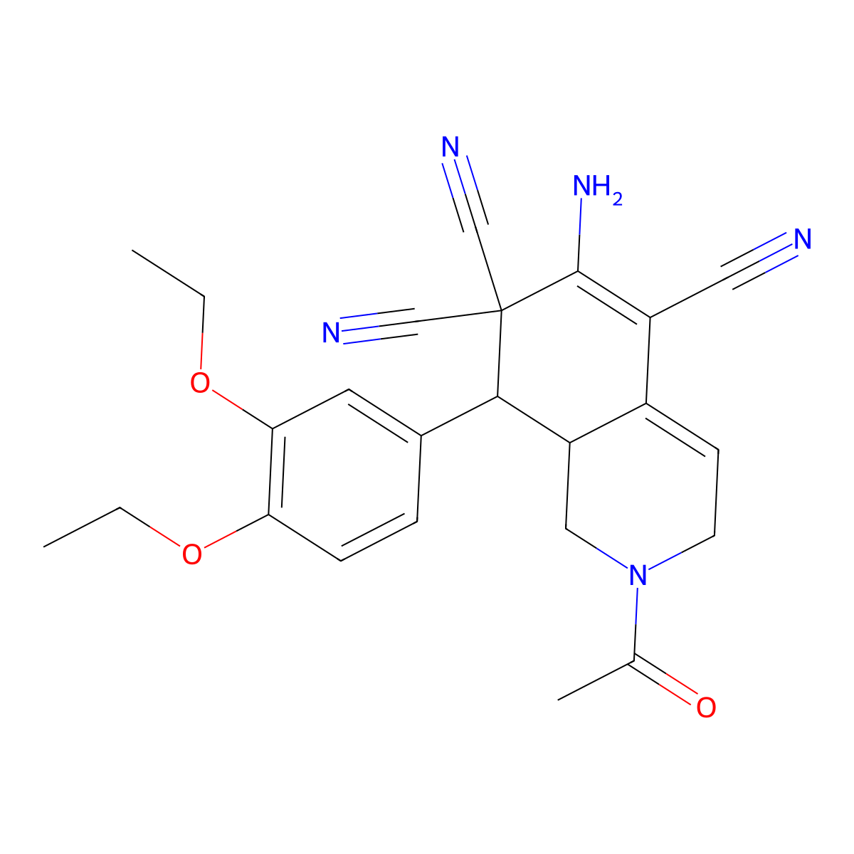 2-acetyl-6-amino-8-(3,4-diethoxyphenyl)-2,3,8,8a-tetrahydro-5,7,7(1H)-isoquinolinetricarbonitrile molecular structure, CAS 494792-15-3