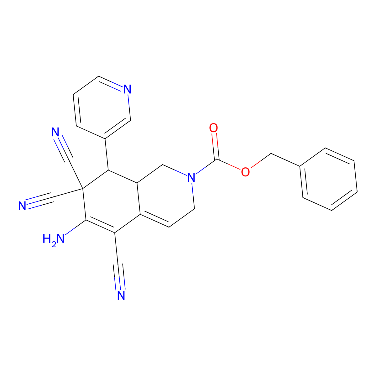 benzyl 6-amino-5,7,7-tricyano-8-(3-pyridinyl)-3,7,8,8a-tetrahydro-2(1H)-isoquinolinecarboxylate molecular structure, CAS 494792-18-6