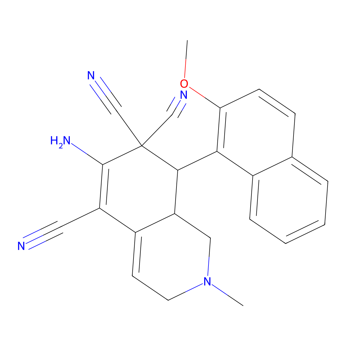 6-amino-8-(2-methoxy-1-naphthyl)-2-methyl-2,3,8,8a-tetrahydro-5,7,7(1H)-isoquinolinetricarbonitrile molecular structure, CAS 494792-19-7
