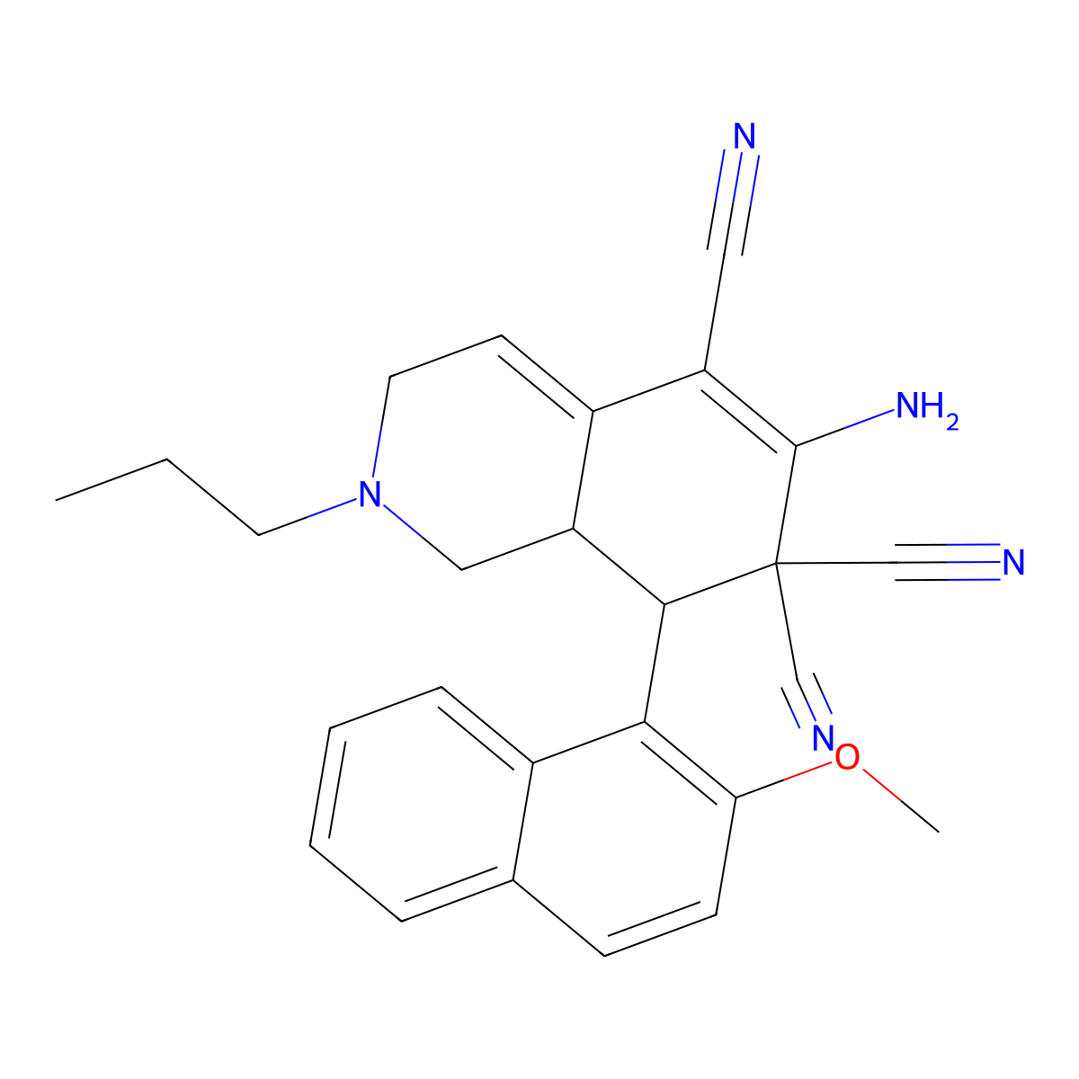 6-amino-8-(2-methoxy-1-naphthyl)-2-propyl-2,3,8,8a-tetrahydro-5,7,7(1H)-isoquinolinetricarbonitrile molecular structure, CAS 494792-22-2