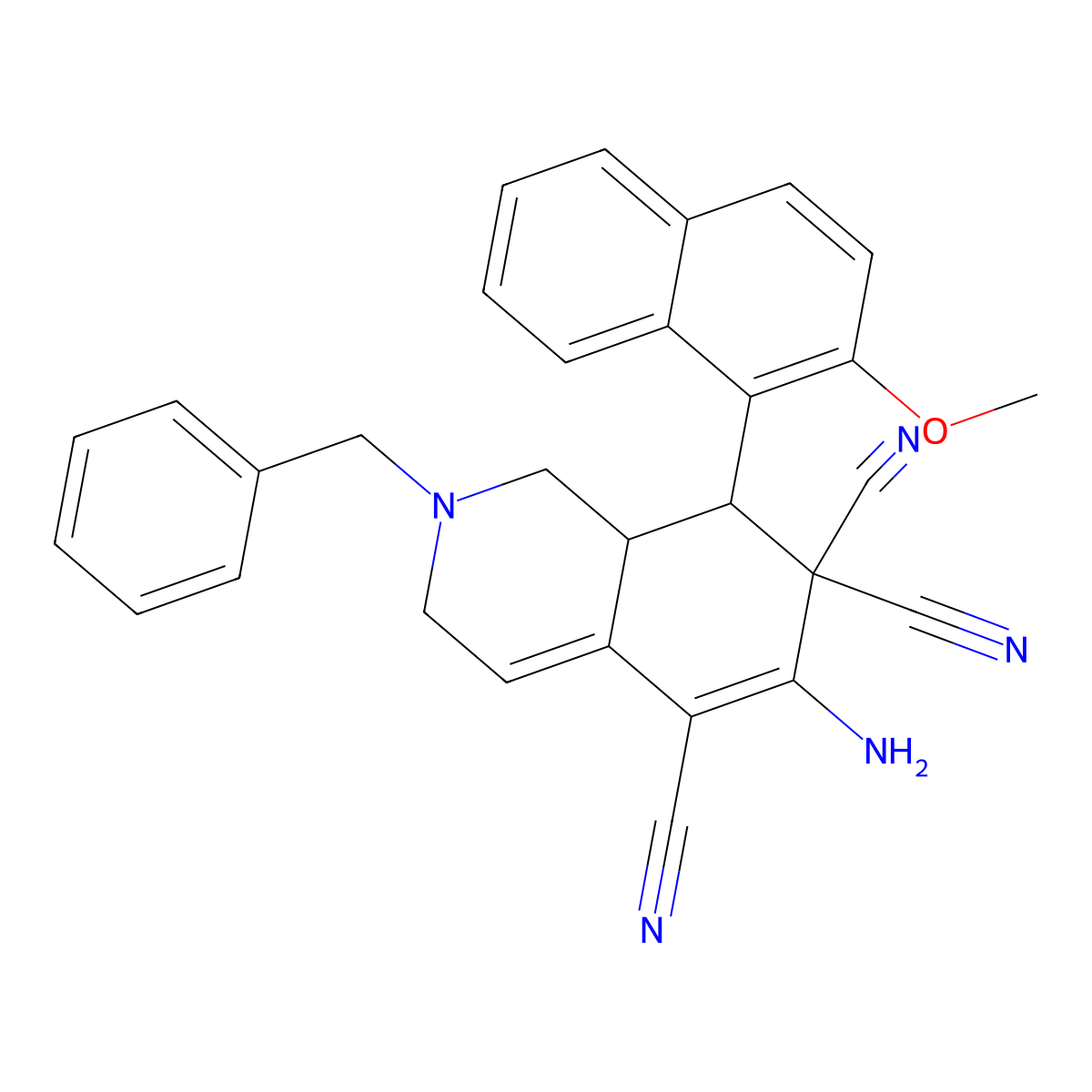 6-amino-2-benzyl-8-(2-methoxy-1-naphthyl)-2,3,8,8a-tetrahydro-5,7,7(1H)-isoquinolinetricarbonitrile molecular structure, CAS 494792-23-3