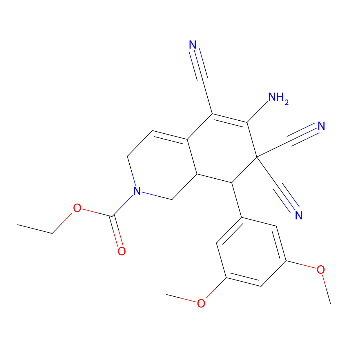 ethyl (8S,8aR)-6-amino-5,7,7-tricyano-8-(3,5-dimethoxyphenyl)-1,3,8,8a-tetrahydroisoquinoline-2-carboxylate molecular structure, CAS 494792-25-5