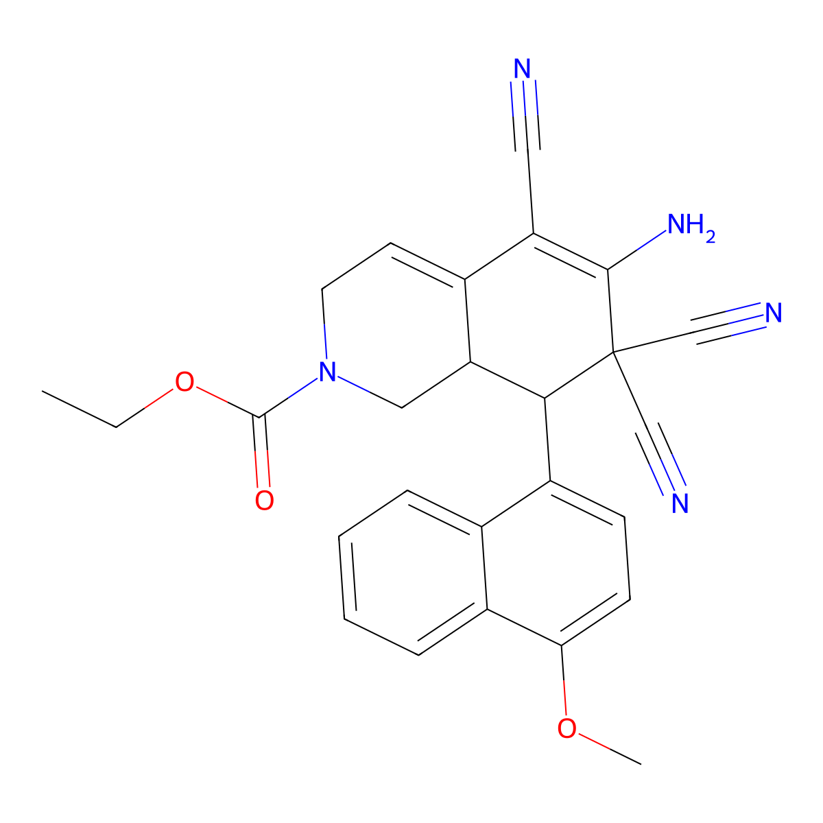 ethyl (8S,8aR)-6-amino-5,7,7-tricyano-8-(4-methoxynaphthalen-1-yl)-1,3,8,8a-tetrahydroisoquinoline-2-carboxylate molecular structure, CAS 494792-35-7