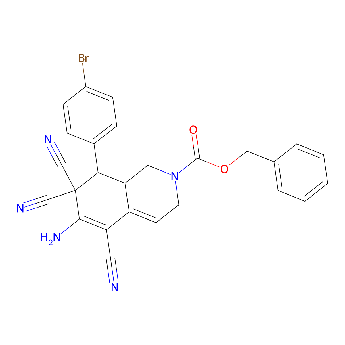 benzyl 6-amino-8-(4-bromophenyl)-5,7,7-tricyano-3,7,8,8a-tetrahydro-2(1H)-isoquinolinecarboxylate molecular structure, CAS 494792-42-6