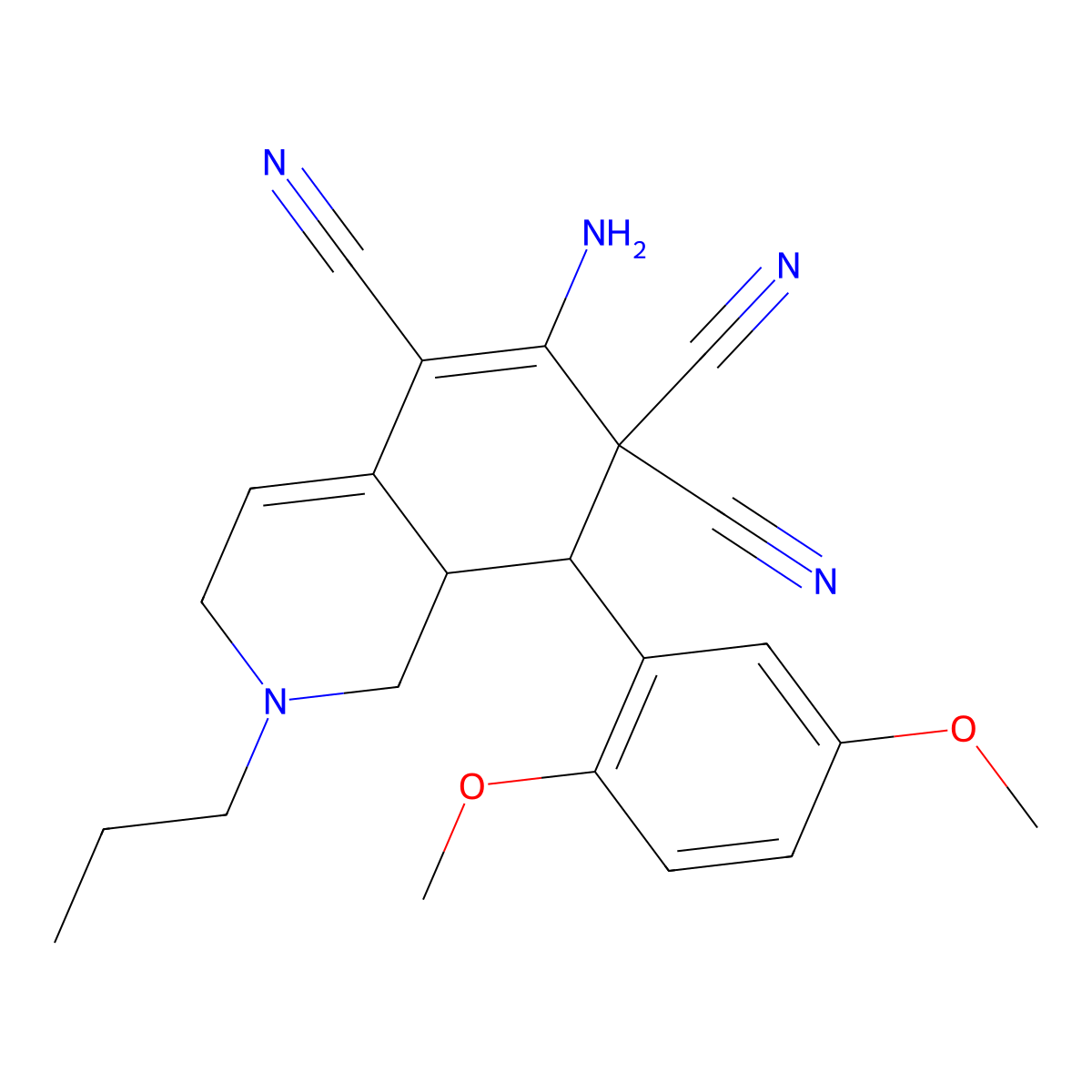 6-amino-8-(2,5-dimethoxyphenyl)-2-propyl-2,3,8,8a-tetrahydro-5,7,7(1H)-isoquinolinetricarbonitrile molecular structure, CAS 494792-74-4