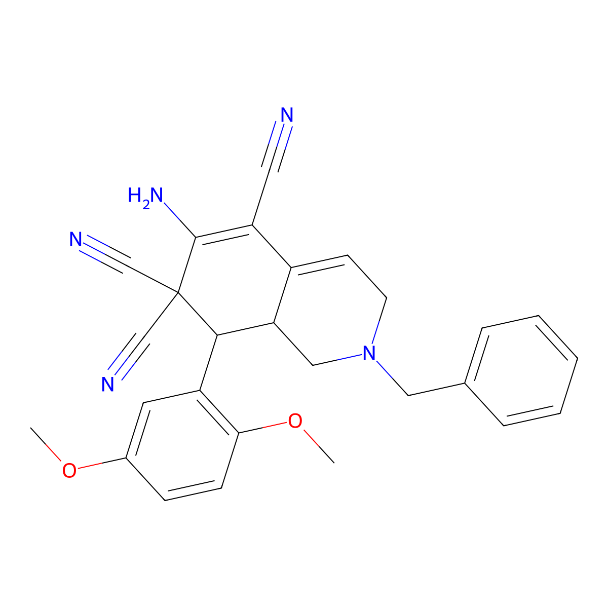 6-amino-2-benzyl-8-(2,5-dimethoxyphenyl)-2,3,8,8a-tetrahydro-5,7,7(1H)-isoquinolinetricarbonitrile molecular structure, CAS 494792-76-6