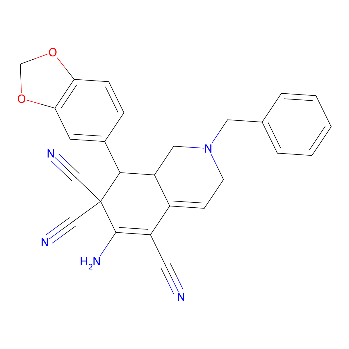 6-amino-8-(1,3-benzodioxol-5-yl)-2-benzyl-2,3,8,8a-tetrahydro-5,7,7(1H)-isoquinolinetricarbonitrile molecular structure, CAS 494792-77-7