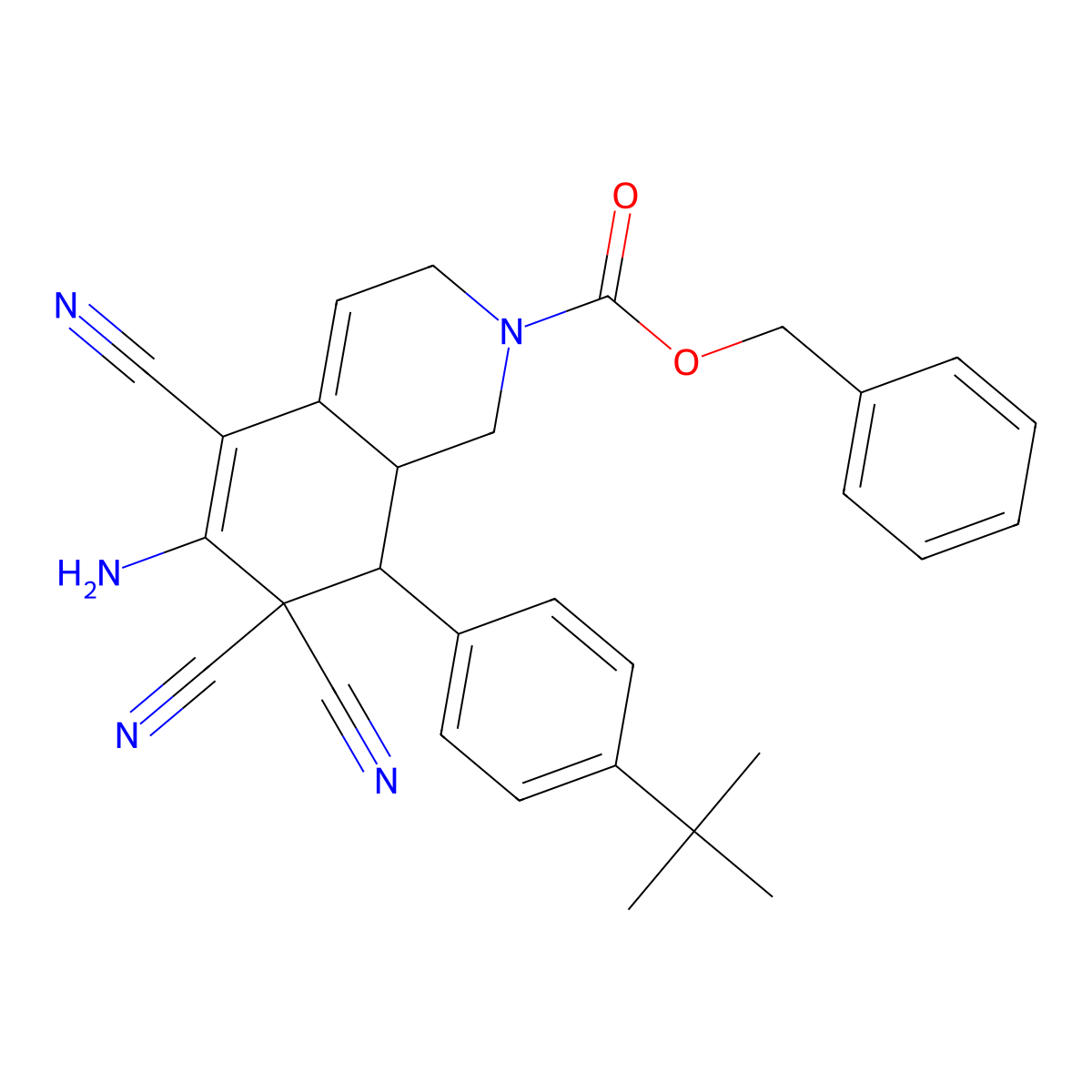 benzyl (8S,8aR)-6-amino-8-(4-tert-butylphenyl)-5,7,7-tricyano-1,3,8,8a-tetrahydroisoquinoline-2-carboxylate molecular structure, CAS 494792-88-0