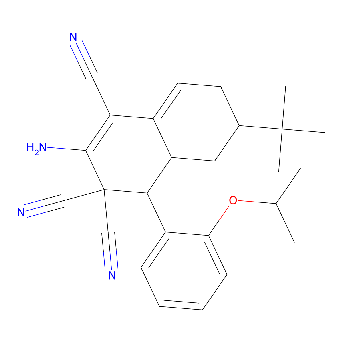 2-amino-6-tert-butyl-4-(2-isopropoxyphenyl)-4a,5,6,7-tetrahydro-1,3,3(4H)-naphthalenetricarbonitrile molecular structure, CAS 494792-93-7