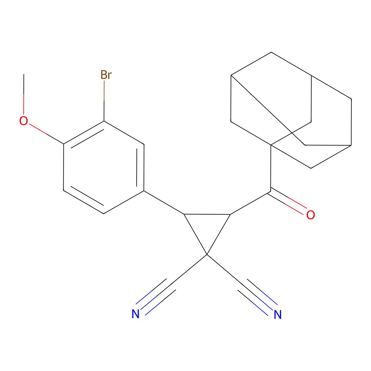 2-(1-Adamantylcarbonyl)-3-(3-bromo-4-methoxyphenyl)-1,1-cyclopropanedicarbonitrile molecular structure, CAS 494794-12-6