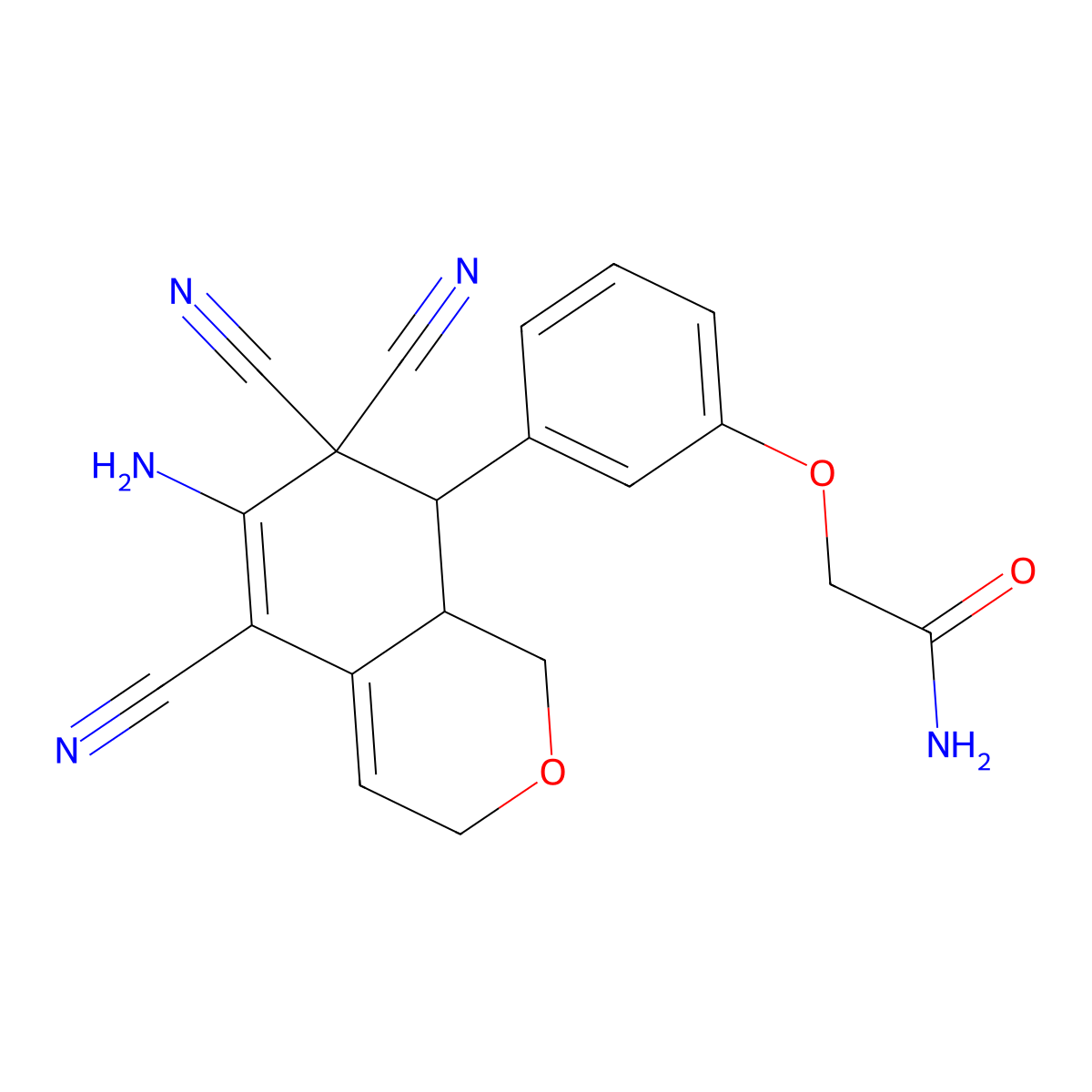 2-[3-(6-amino-5,7,7-tricyano-3,7,8,8a-tetrahydro-1H-isochromen-8-yl)phenoxy]acetamide molecular structure, CAS 494794-25-1