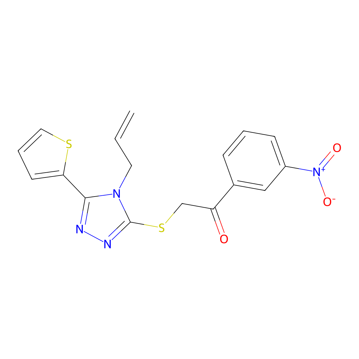 2-{[4-allyl-5-(2-thienyl)-4H-1,2,4-triazol-3-yl]sulfanyl}-1-{3-nitrophenyl}ethanone molecular structure, CAS 494825-68-2