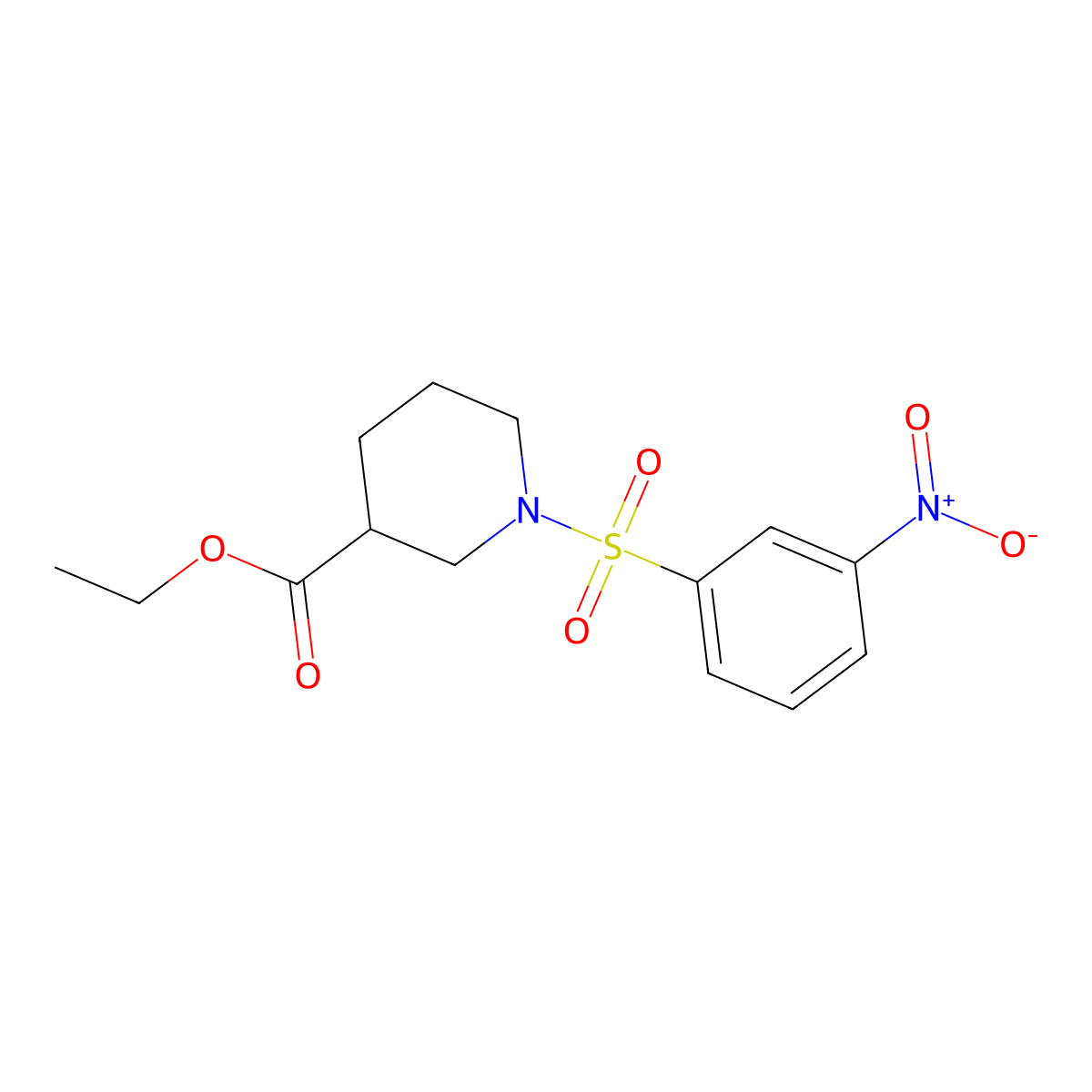 Ethyl 1-(3-nitrophenyl)sulfonylpiperidine-3-carboxylate molecular structure, CAS 494825-72-8