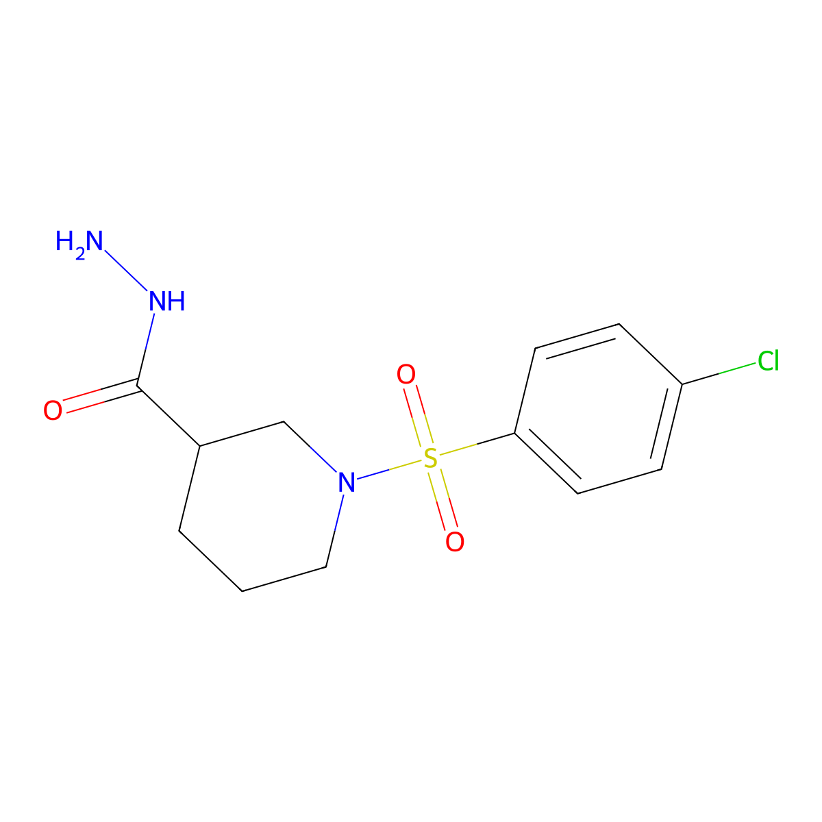 1-((4-Chlorophenyl)sulfonyl)piperidine-3-carbohydrazide molecular structure, CAS 494825-73-9