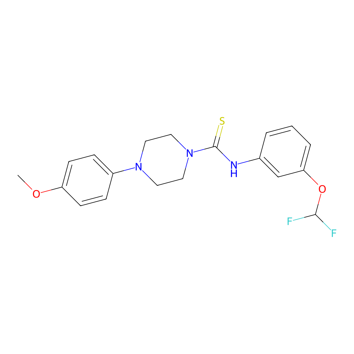 N-[3-(difluoromethoxy)phenyl]-4-(4-methoxyphenyl)piperazine-1-carbothioamide molecular structure, CAS 494825-77-3