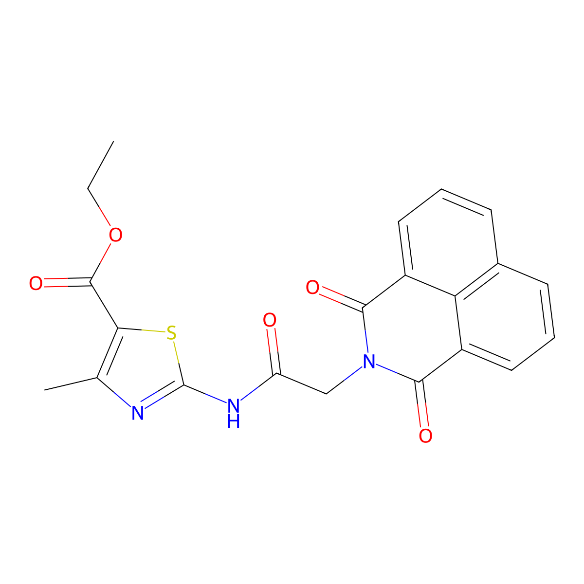 2-[2-(1,3-Dioxo-1H,3H-benzo[de]isoquinolin-2-yl)-acetylamino]-4-methyl-thiazole-5-carboxylic acid ethyl ester molecular structure, CAS 494825-84-2