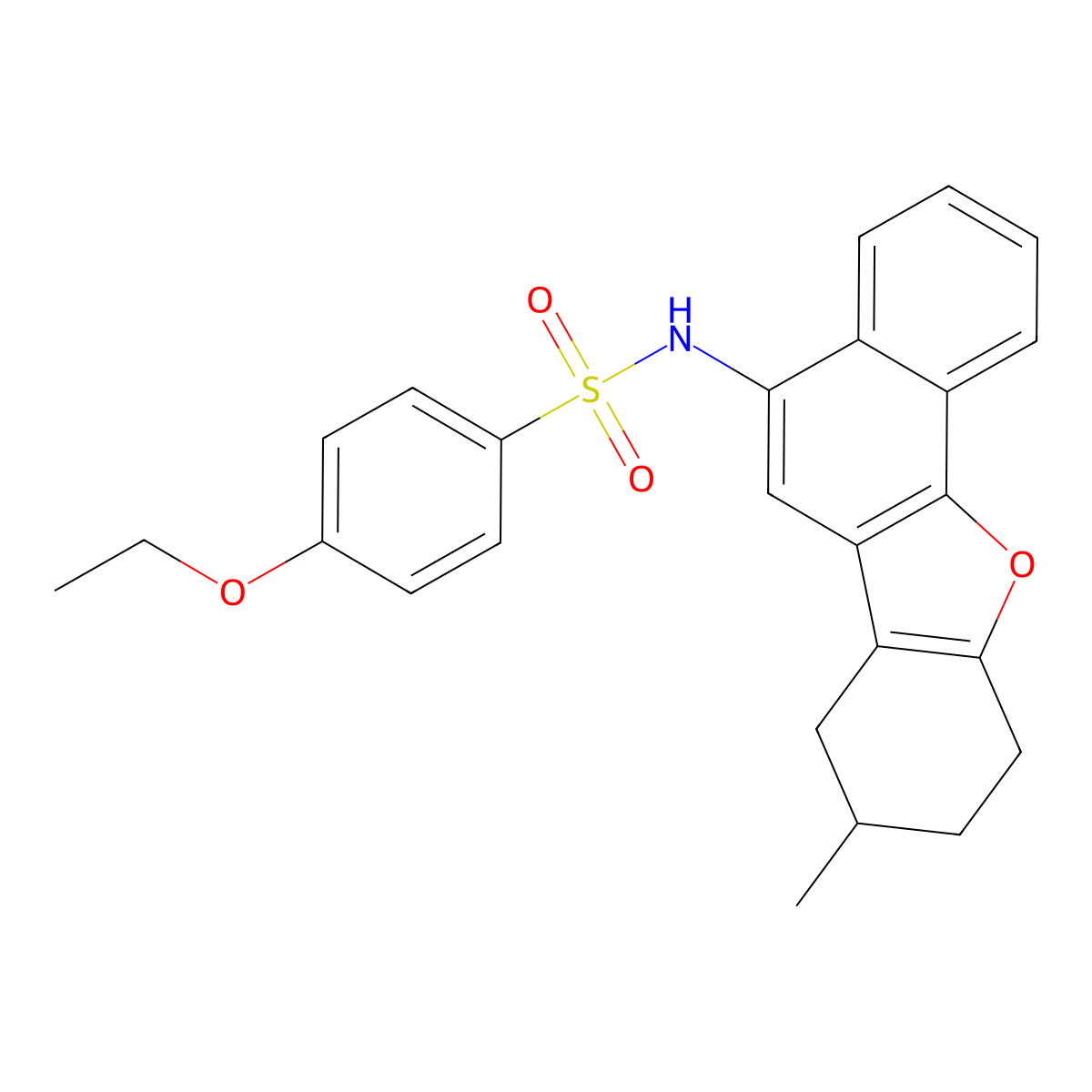 4-ethoxy-N-(8-methyl-7,8,9,10-tetrahydronaphtho[1,2-b][1]benzofuran-5-yl)benzenesulfonamide molecular structure, CAS 494826-26-5