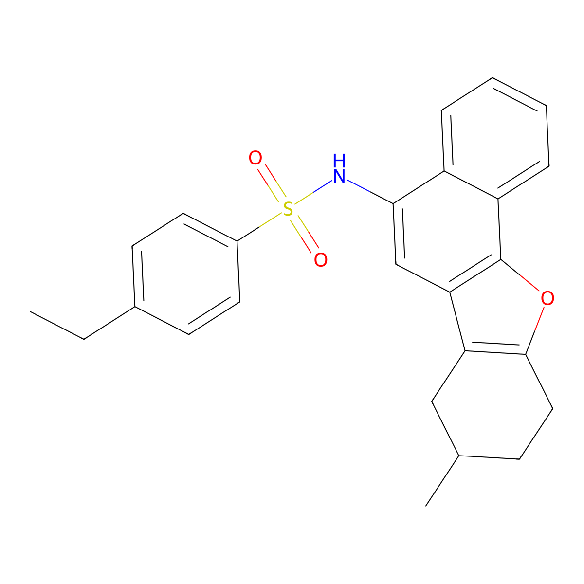 4-ethyl-N-(8-methyl-7,8,9,10-tetrahydronaphtho[1,2-b][1]benzofuran-5-yl)benzenesulfonamide molecular structure, CAS 494826-29-8