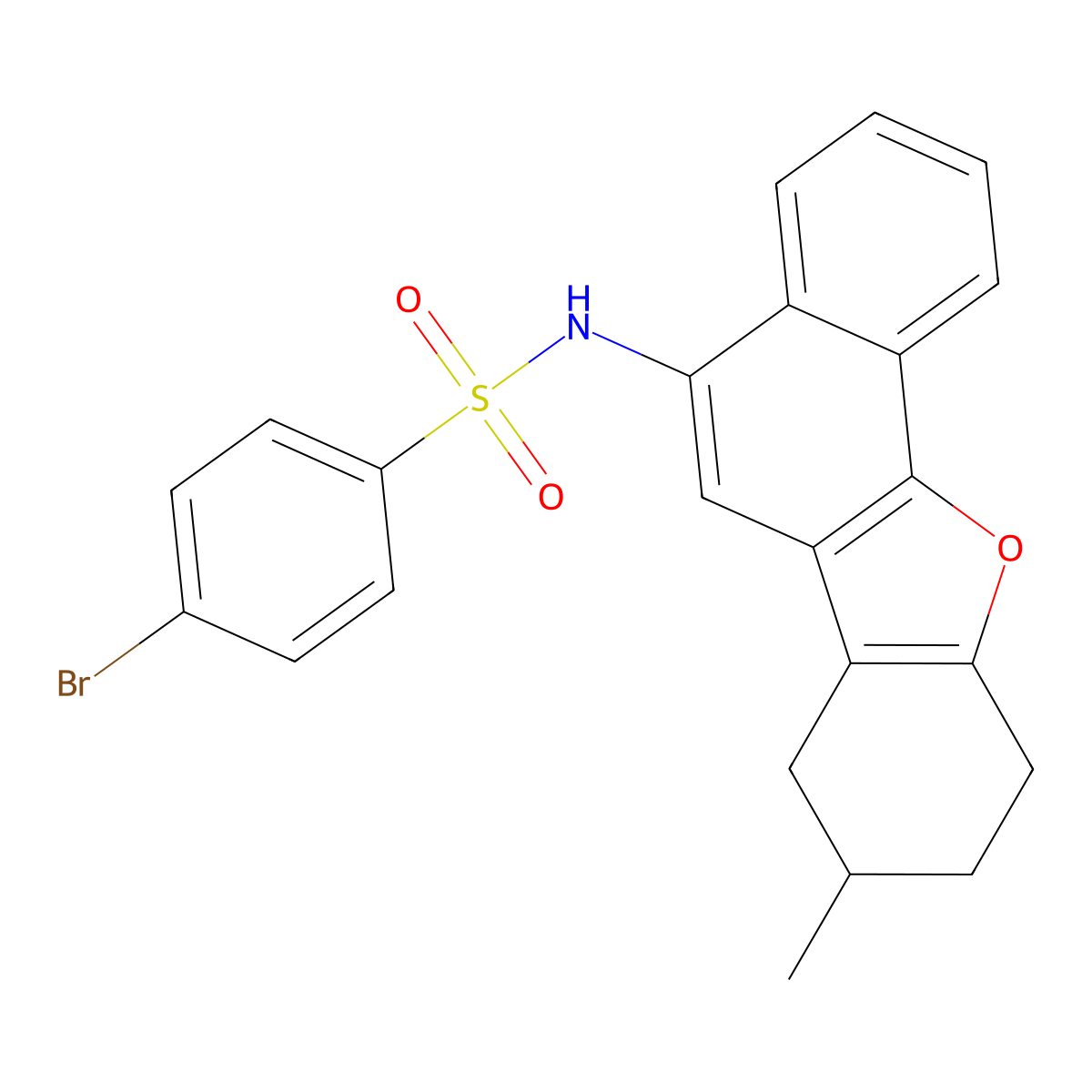 4-bromo-N-(8-methyl-7,8,9,10-tetrahydronaphtho[1,2-b]benzofuran-5-yl)benzenesulfonamide molecular structure, CAS 494826-30-1