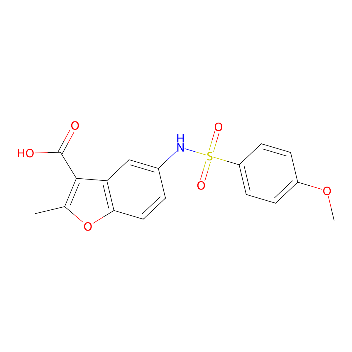 5-{[(4-Methoxyphenyl)sulfonyl]amino}-2-methyl-1-benzofuran-3-carboxylic acid molecular structure, CAS 494826-31-2