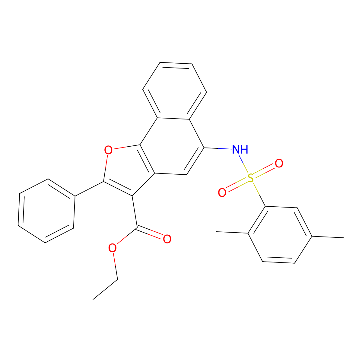 Ethyl 5-{[(2,5-dimethylphenyl)sulfonyl]amino}-2-phenylnaphtho[1,2-b]furan-3-carboxylate molecular structure, CAS 494826-62-9