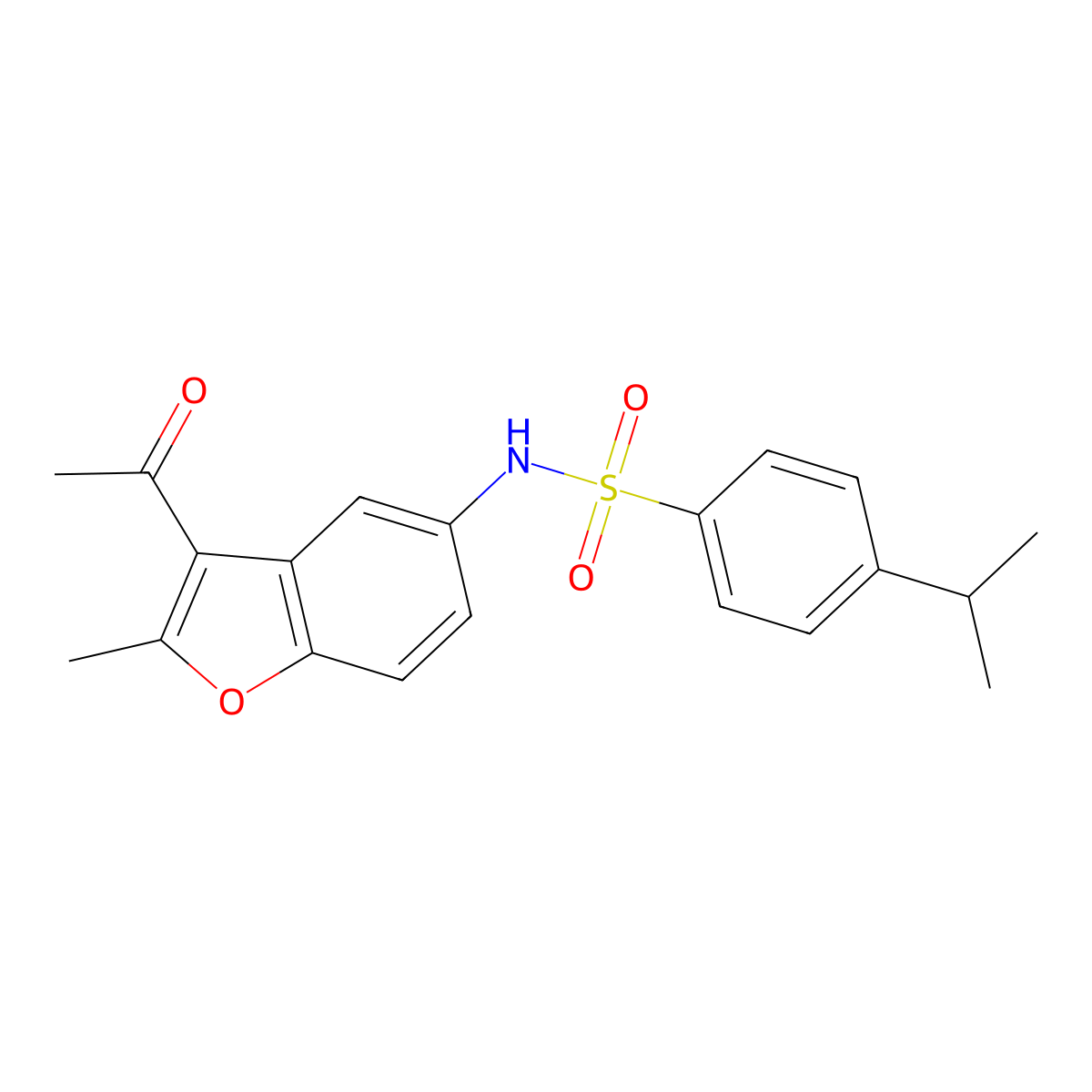 N-(3-acetyl-2-methyl-1-benzofuran-5-yl)-4-isopropylbenzenesulfonamide molecular structure, CAS 494826-67-4