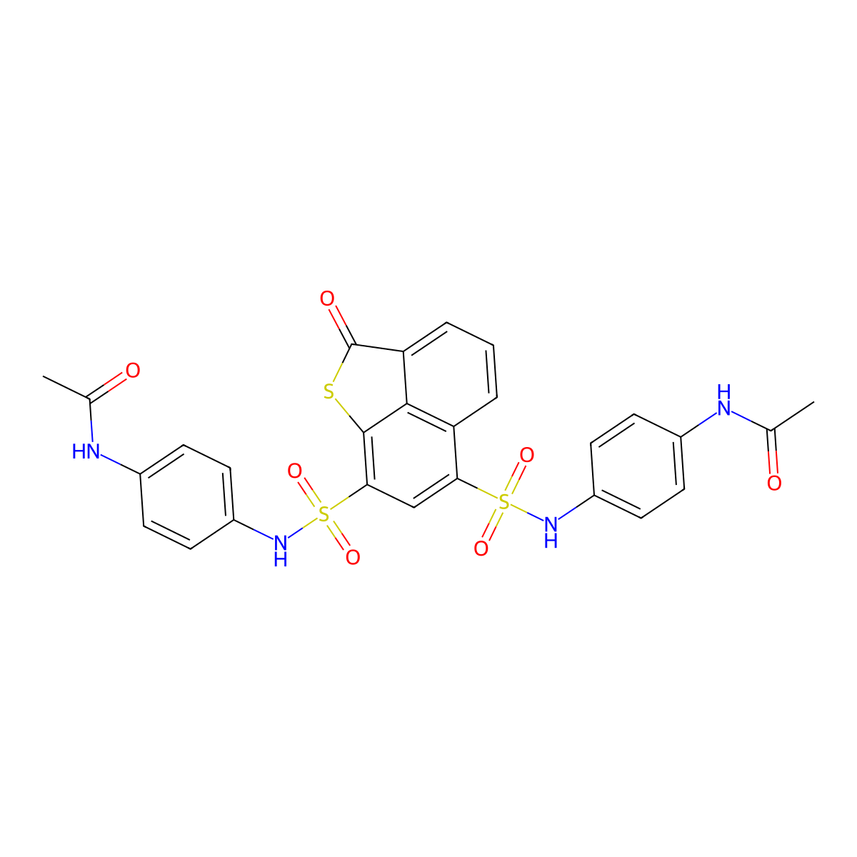 N,N'-(((2-oxo-2H-naphtho[1,8-bc]thiophene-6,8-disulfonyl)bis(azanediyl))bis(4,1-phenylene))diacetamide molecular structure, CAS 494826-79-8