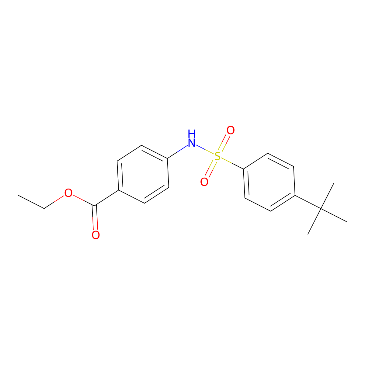 Ethyl 4-[(4-tert-butylphenyl)sulfonylamino]benzoate molecular structure, CAS 494826-81-2