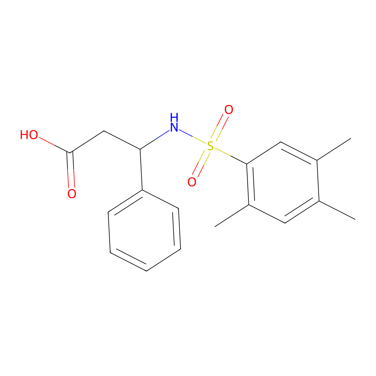 3-Phenyl-3-[(2,4,5-trimethylphenyl)sulfonylamino]propanoic acid molecular structure, CAS 494826-92-5