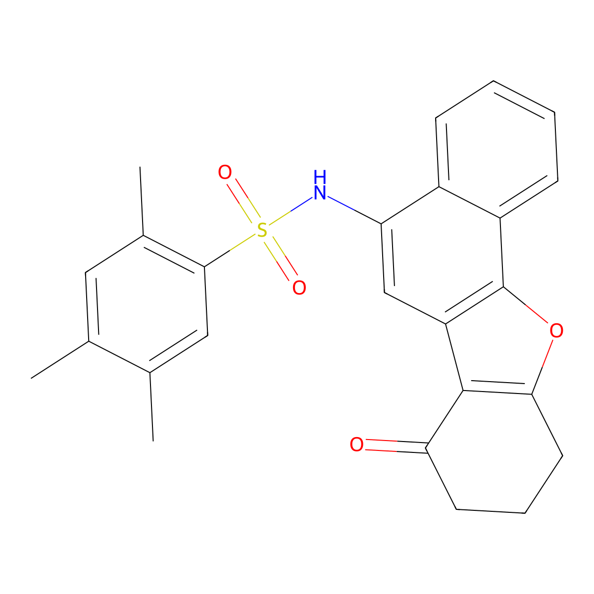2,4,5-trimethyl-N-(7-oxo-7,8,9,10-tetrahydronaphtho[1,2-b][1]benzofuran-5-yl)benzenesulfonamide molecular structure, CAS 494826-98-1