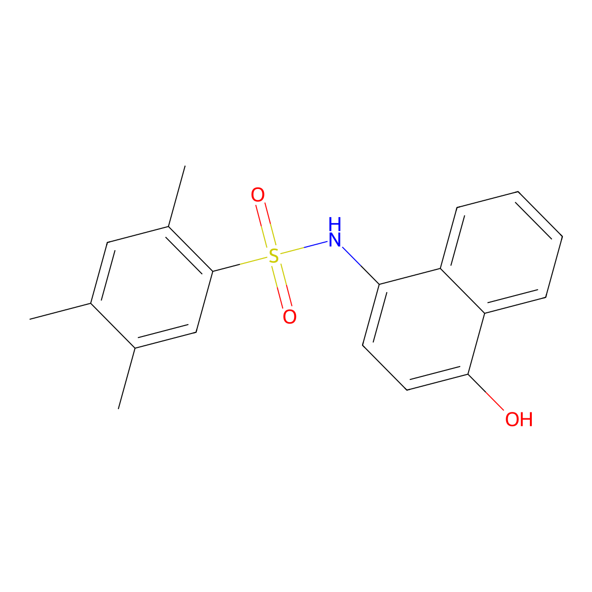N-(4-hydroxy-1-naphthyl)-2,4,5-trimethylbenzenesulfonamide molecular structure, CAS 494827-00-8