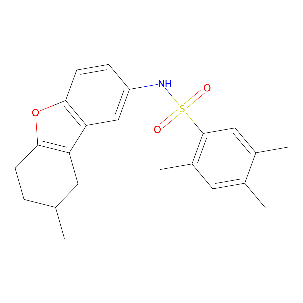 2,4,5-trimethyl-N-(8-methyl-6,7,8,9-tetrahydrodibenzo[b,d]furan-2-yl)benzenesulfonamide molecular structure, CAS 494827-02-0