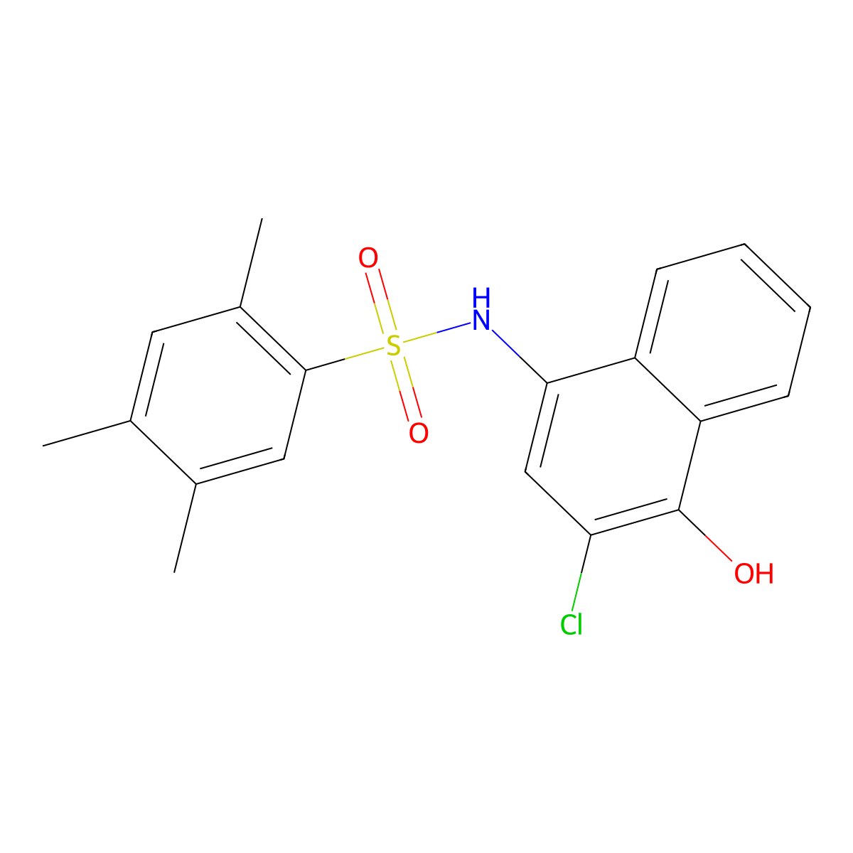N-(3-chloro-4-hydroxy-1-naphthyl)-2,4,5-trimethylbenzenesulfonamide molecular structure, CAS 494827-45-1