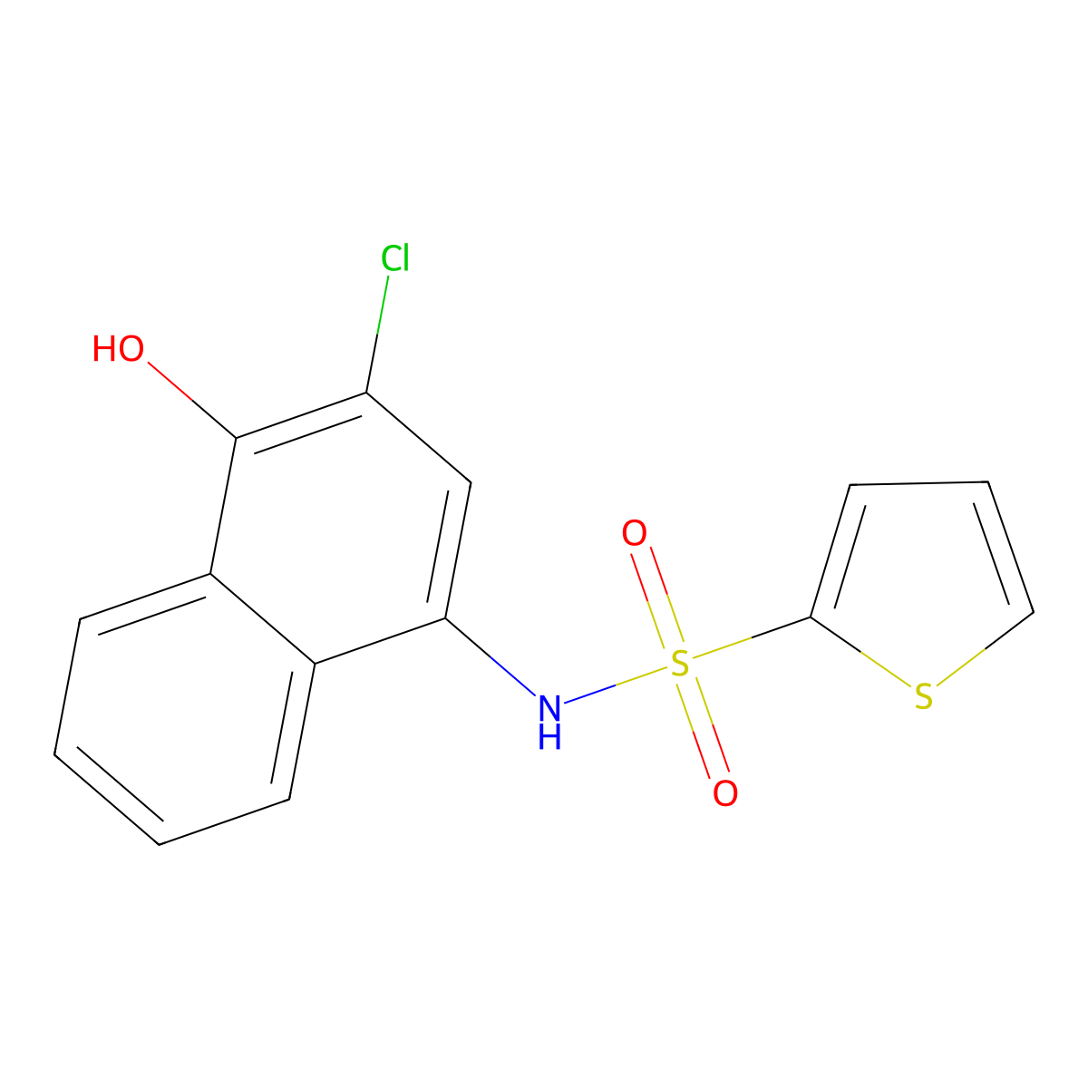 N-(3-chloro-4-hydroxynaphthalen-1-yl)thiophene-2-sulfonamide molecular structure, CAS 494827-65-5