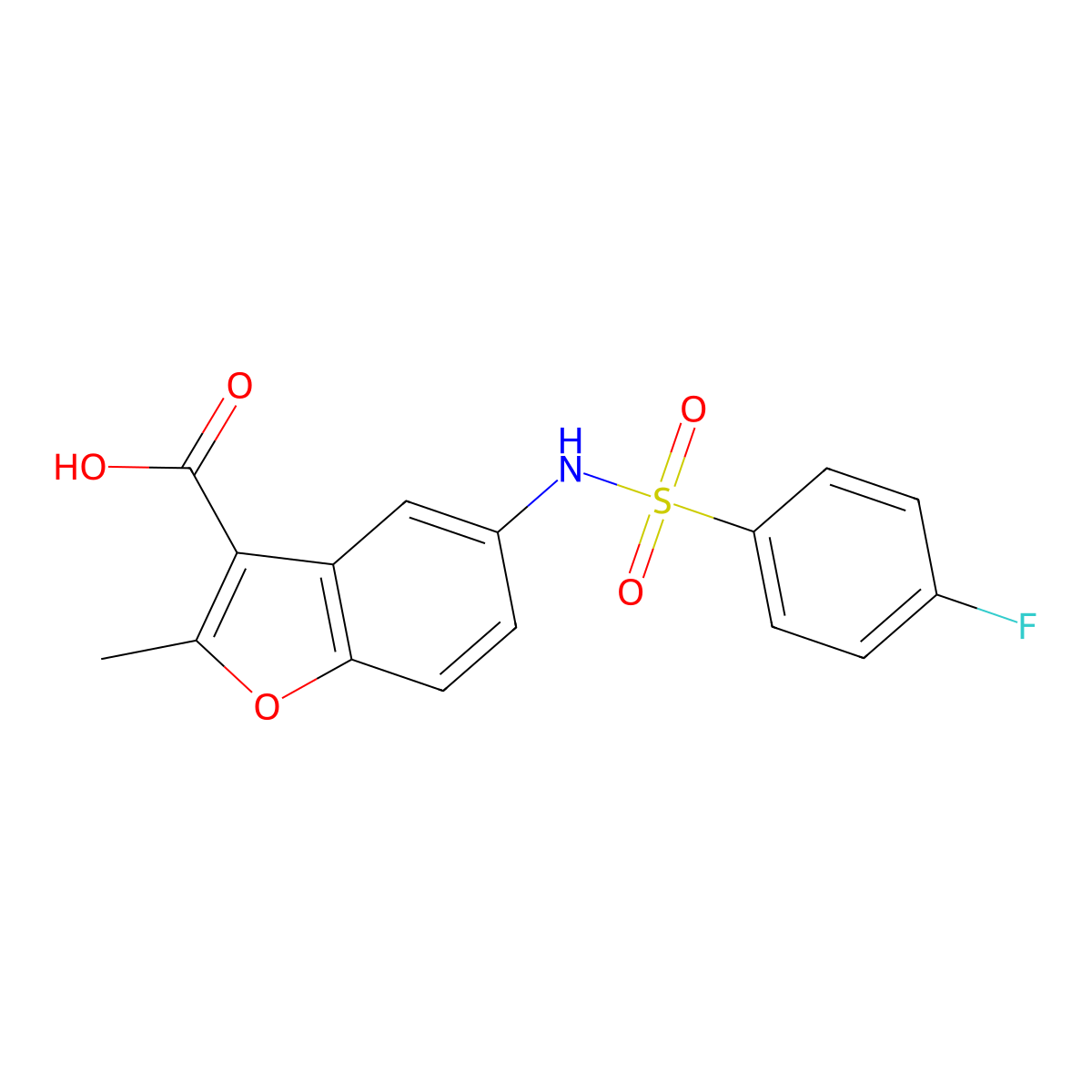 5-(4-Fluorobenzenesulfonamido)-2-methyl-1-benzofuran-3-carboxylic acid molecular structure, CAS 494827-95-1