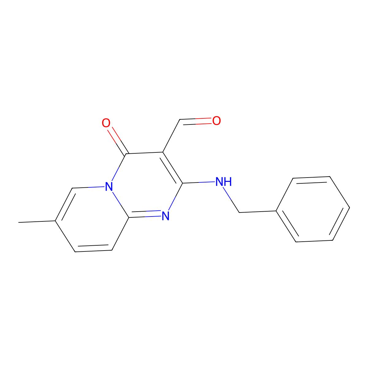 7-Methyl-4-oxo-2-[(phenylmethyl)amino]-3-pyrido[1,2-a]pyrimidinecarboxaldehyde molecular structure, CAS 494828-31-8