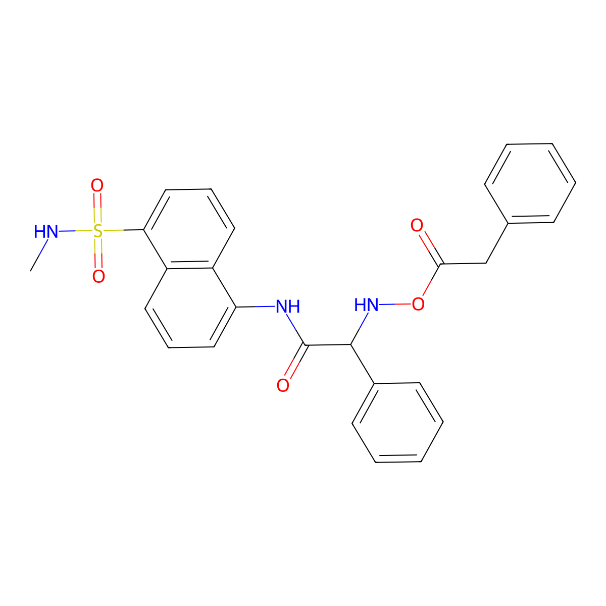 N-{5-[(methylamino)sulfonyl]-1-naphthyl}-2-phenyl-2-{[(phenylacetyl)oxy]amino}acetamide molecular structure, CAS 494828-53-4