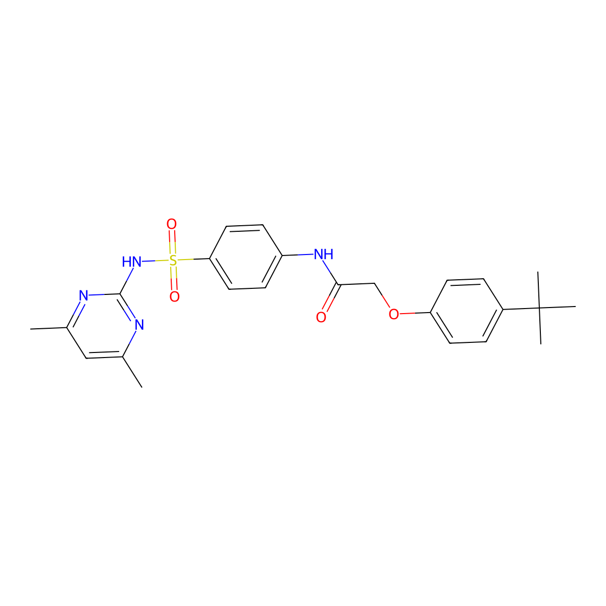 2-(4-tert-butylphenoxy)-N-{4-[(4,6-dimethylpyrimidin-2-yl)sulfamoyl]phenyl}acetamide molecular structure, CAS 494830-43-2