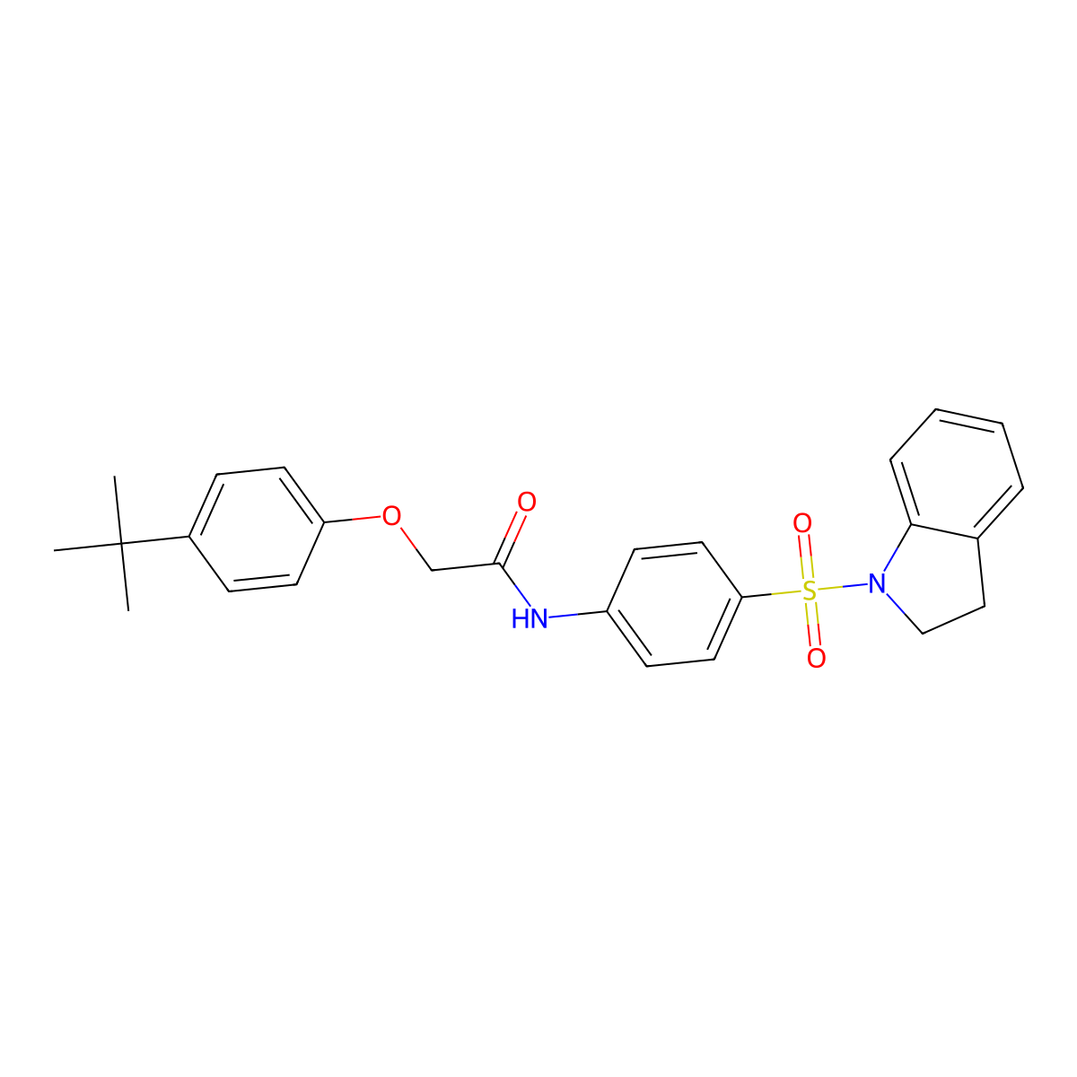 2-(4-tert-butylphenoxy)-N-[4-(2,3-dihydro-1H-indol-1-ylsulfonyl)phenyl]acetamide molecular structure, CAS 494830-44-3