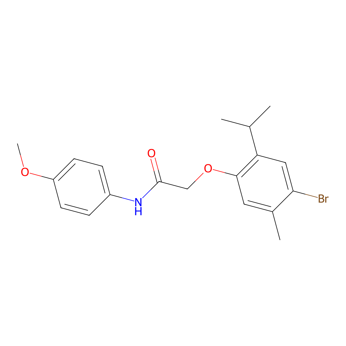 2-(4-bromo-2-isopropyl-5-methylphenoxy)-N-(4-methoxyphenyl)acetamide molecular structure, CAS 494830-50-1