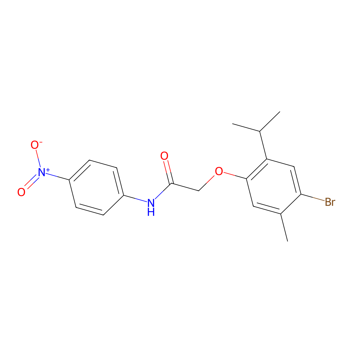 2-(4-bromo-2-isopropyl-5-methylphenoxy)-N-{4-nitrophenyl}acetamide molecular structure, CAS 494830-51-2